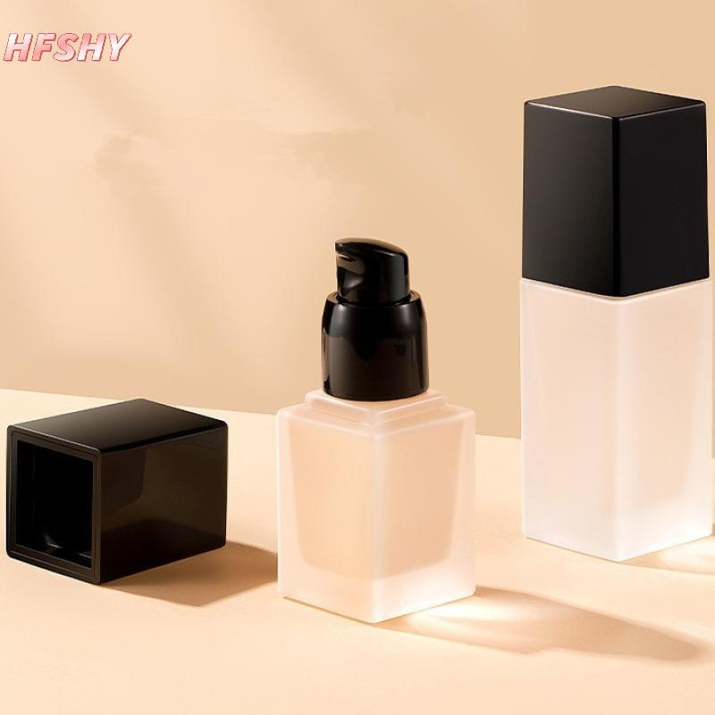 HFSHY 15 / 30ml Chai Bơm Rỗng Thủy Tinh Chất Lỏng Nền Hộp Đựng Trang Điểm Trong Suốt Vuông Có Thể Đổ Lại Chai Bơm Di Động VN