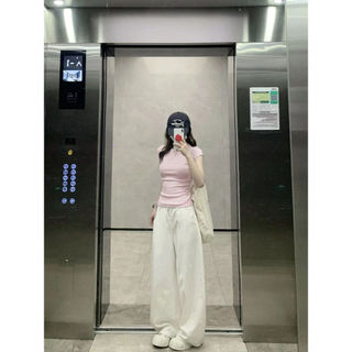 Áo Thun Sọc Hồng Nữ Tay Ngắn 2026 - Chất Liệu Cotton Co Giãn - Form Ôm Body - Phong cách Hàn Quốc