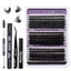 FAVORITEGOODS Bộ nối mi DIY, 100D với Bond và Seal Bộ lông mi riêng lẻ, Dễ dàng áp dụng Lông mi giả dày Wispy Mi thân thiện với người mới bắt đầu