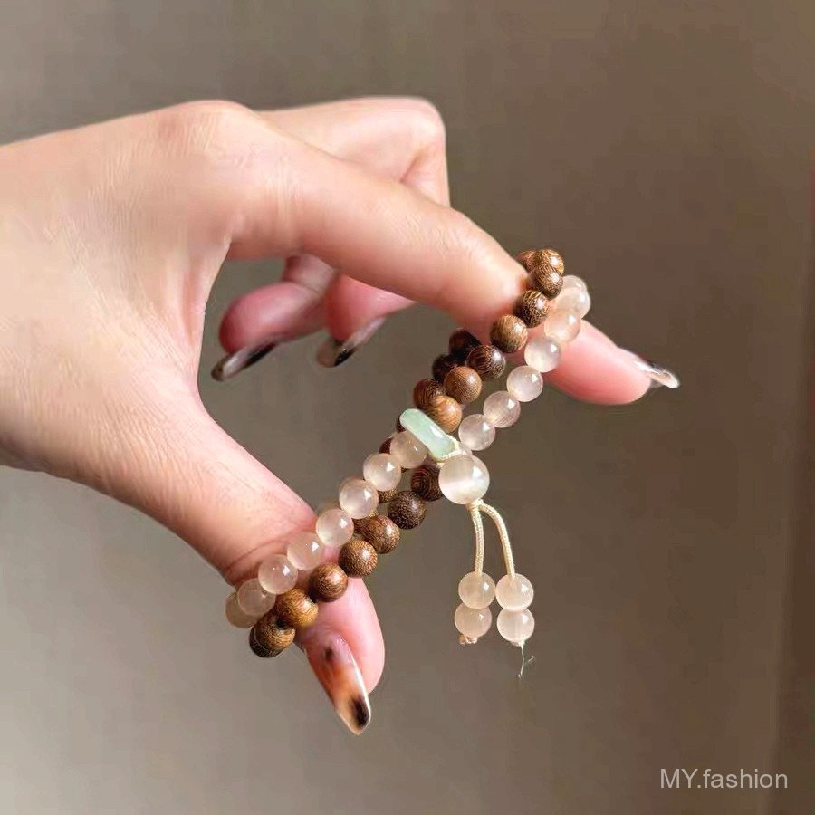 {Qingqiu Season} Vòng tay hình tròn đôi hạt gỗ ~ ~ Vòng tay quà tặng cặp đôi phong cách cổ điển có giá trị cao cho bé gái