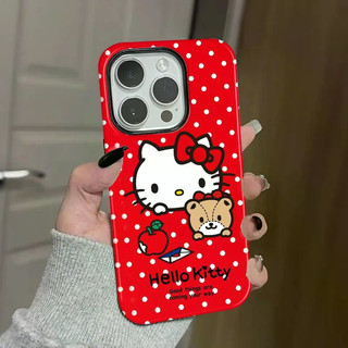 Ốp điện thoại 2 trong 1 Red wave point kt Apple 17 / 16 iPhone 15 Pro Max Phim mới 14 / 13 Creative 12 / 11 Pro Max 7 / 8 Plus Ốp điện thoại bóng hai lớp