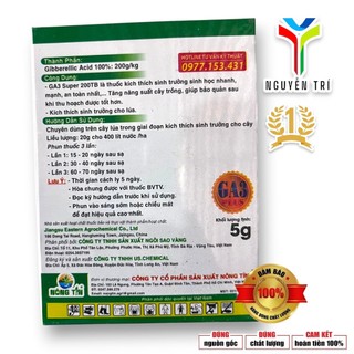GA3 Super 200TB – Kích Thích Sinh Trưởng, Kéo Dài Thân, Tăng Đậu Trái, Nở Hoa Mạnh (Gói 5g)
