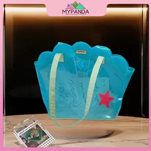 MYPANDA Túi đeo vai vỏ nhựa PVC thời trang Hàn Quốc Ins Style Girly Blue Túi xách trong suốt dành cho nữ Túi Tote di động chống nước.