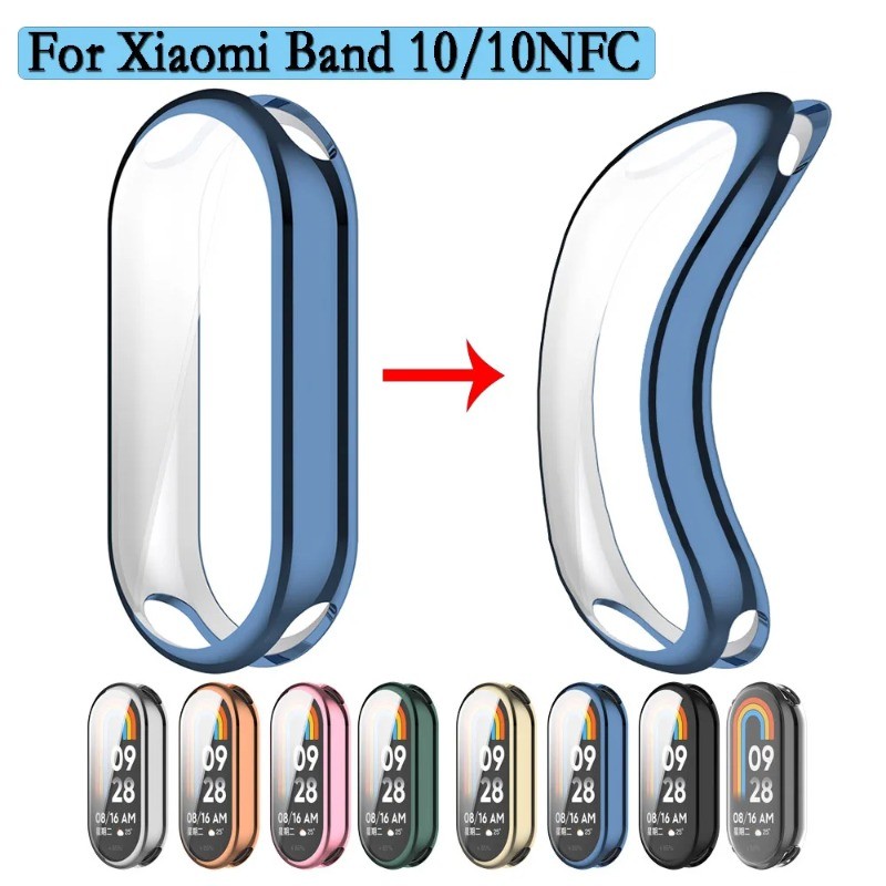 Đồng Hồ TPU Mạ Dành Cho Xiaomi band8 band9 band10 Vỏ Mềm + Phim Đồng Hồ Màn Hình Ốp Lưng Cho Xiaomi band 8 9 10 Tất Cả Xung Quanh Vỏ Bảo Vệ