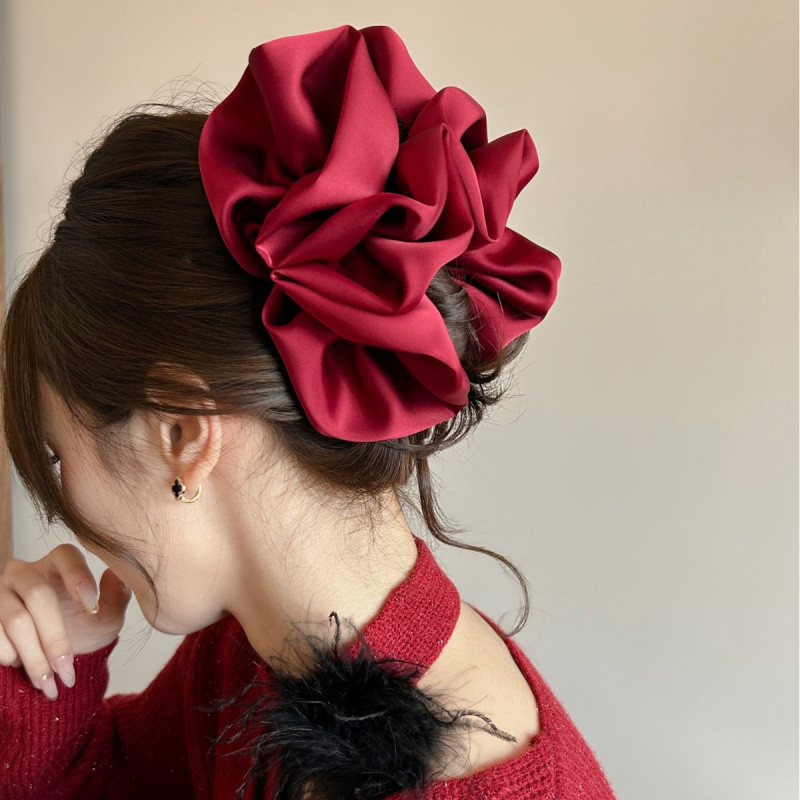 Sang Trọng Kẹp Vuốt Tóc Satin Đám Mây Bong Bóng, Phong Cách Hàn Quốc cho Nữ và Trẻ Em