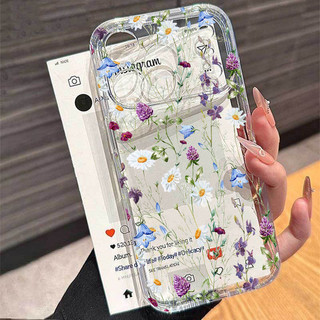 Vỏ hoa hoa thời trang dành cho IPhone 17 15 16 Pro Max 16E 16 Plus 17 Air Trong suốt Chống rơi Retro Nghệ thuật Thời trang Hàn Quốc Vỏ đơn giản