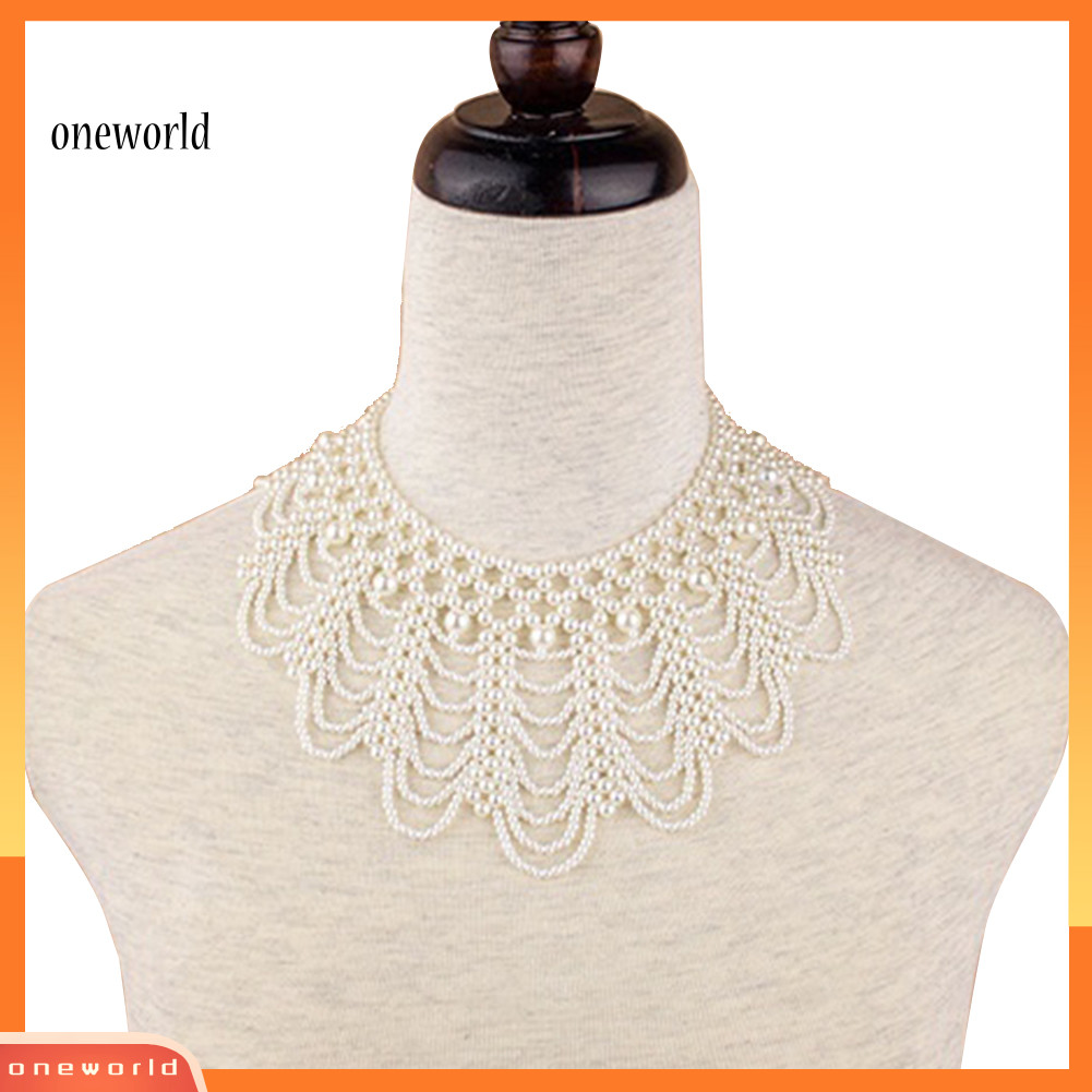 Một thế giới| Phụ Nữ Thanh Lịch Rỗng Giả Ngọc Trai Choker Yếm Cổ Vòng Cổ Tuyên Bố