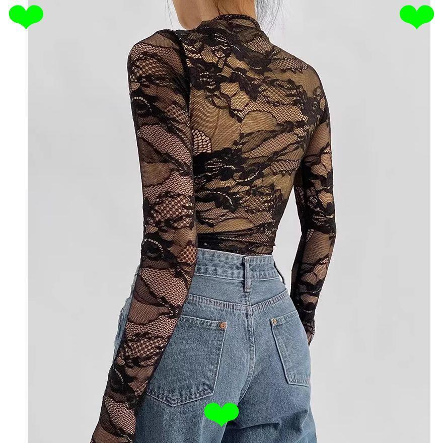 Áo liền quần ren dài tay slim-fit gợi cảm, hàng có sẵn