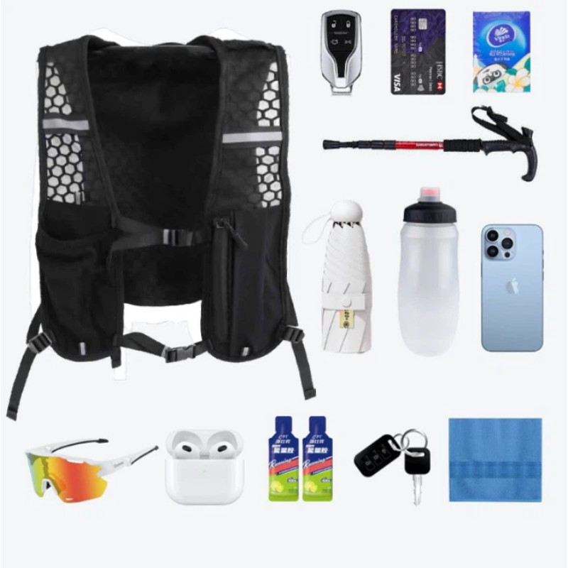 Áo Vest Chạy Bộ Đa - Phản Quang, Có Hộc Bình Nước & Giá Đỡ Điện Thoại, Dùng Cho Đạp Xe, Ngoài Trời