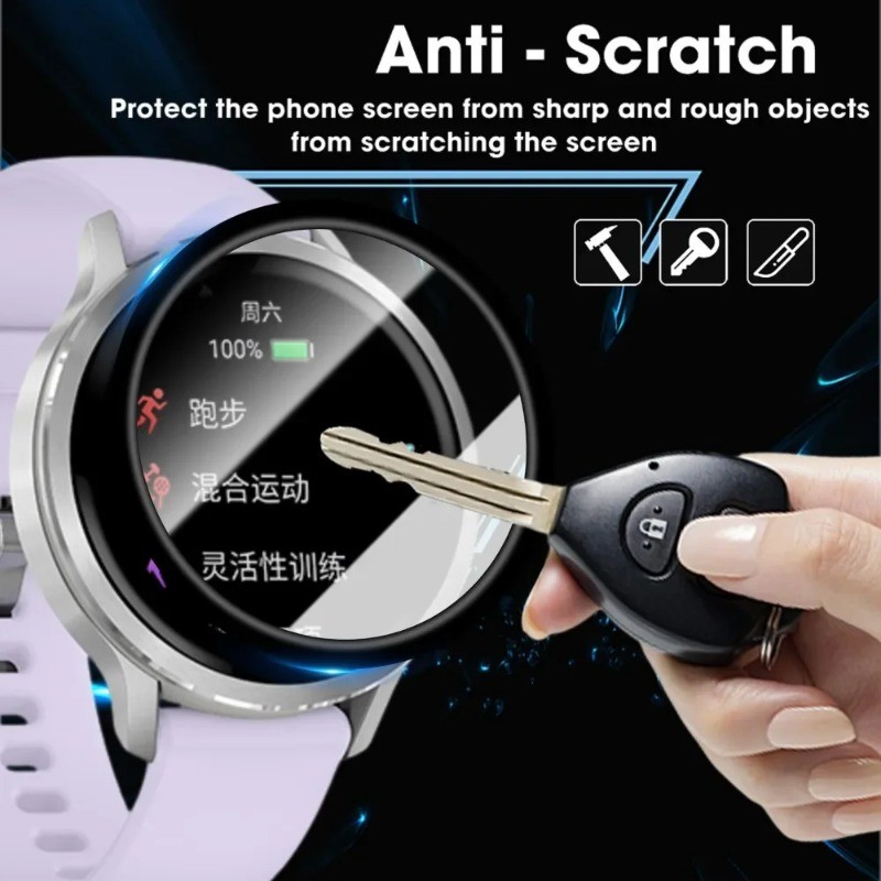 1-3 Chiếc Đồng Hồ Bảo Vệ Màn Hình Cho Garmin Venu 4 X1 3S 3 2S 2 45mm 41mm Plus Viền Đen Cong Phim Kính Cường Lực Cho Garmin Venu SQ 2 Chấm Sọc HD Phim