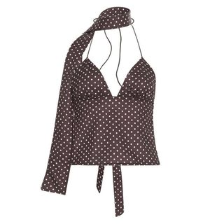 Áo Vest yếm chấm bi NICOOLOO, có ruy băng cổ chữ V sâu, dây đeo Spaghetti mỏng vừa vặn gợi cảm Cami Áo mùa hè nữ