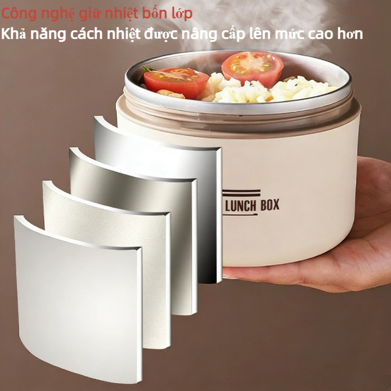 Hộp cơm giữ nhiệt inox 316 cao cấp kèm túi – chống rò rỉ,  cách nhiệt tốt, văn phòng/trường học