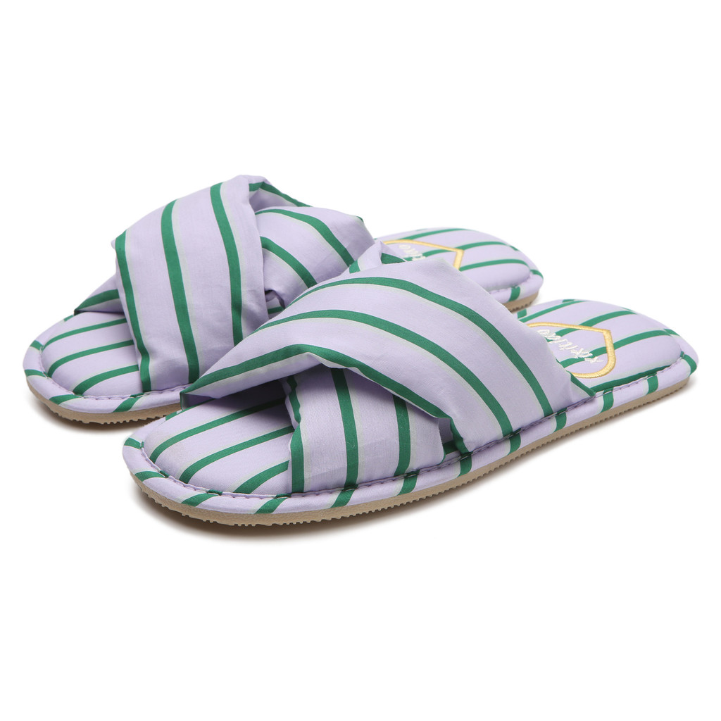XIXITIAO Dép Cotton Cross Stripes Nữ Nhẹ Bốn Mùa Đa Năng Phòng Ngủ Gia Đình