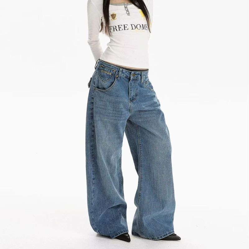 Quần Jean Denim Ống Rộng High-Rise Cho Nữ, Thiết Kế Thoải Mái Và Just-Fit