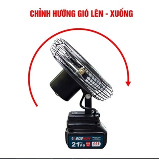 Quạt pin BOSHUN BS-Q08, 4 Cánh quạt, Lồng 8 inch, Chân pin phổ thông