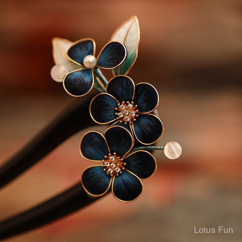 <![Giấc Mơ Xanh] Kẹp Tóc Gỗ Đàn Hương Cổ Điển Trung Quốc Handmade Filigree Họa Tiết Hoa chữ U - Phụ Kiện Tóc Elegant