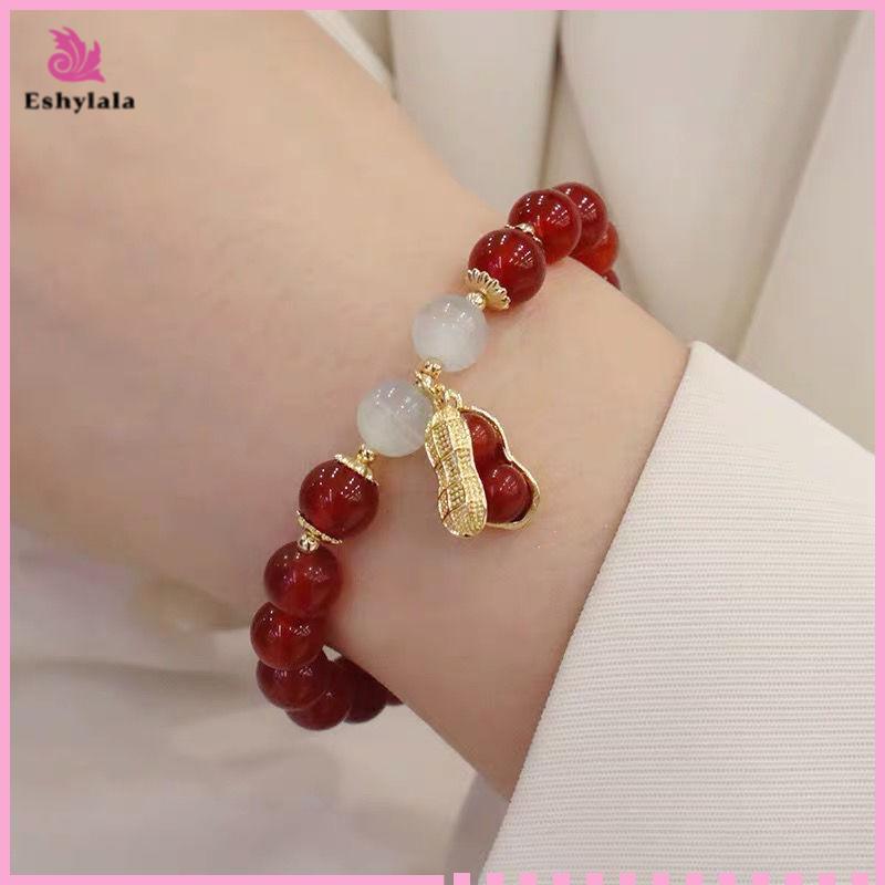 Vòng tay may mắn năm mới Hạt đỏ Đậu phộng Charm Lắc tay Trang sức phong cách Trung Quốc [MỚI]