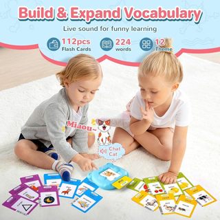Máy học giáo dục sớm song ngữ | Thẻ Flash Pháp / Nga / Anh, Chèn & Đọc Thiết kế gấu di động P6AF