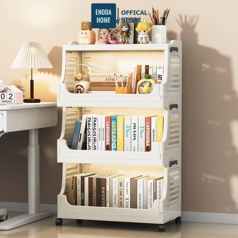 Tủ Kệ Đựng Sách ENODA HOME, Tủ Đựng Tài Liệu Văn Phòng Lắp Ráp Đơn Giản Có Bánh Xe Di Chuyển Tiện Lợi TUN052