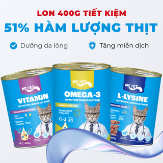Pate MRVET Dạng Lon 400G Tiêu Hóa, Sáng Mắt, Mượt Lông