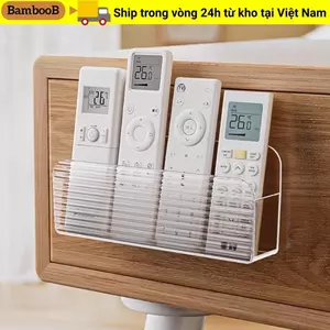 Kệ lưu trữ di động tại nhà BAMBOOB, Hộp lưu trữ điều khiển từ xa đa chức năng không đục lỗ, Hộp lưu trữ máy tính để bàn trong suốt treo tường