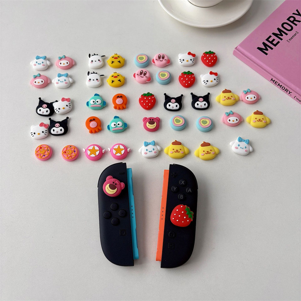 4 Cái / lốc Dễ Thương Sanrio Hello Kitty Cinnamoroll Melody PomPomPuri Stick Grip Cap Cần Điều Khiển Cho Nintendo Switch 2 (2025) Bộ Điều Khiển