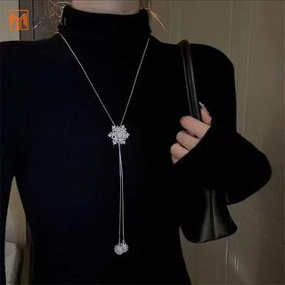 Vòng cổ bông tuyết xoay kim cương giả, dây chuyền điều chỉnh được, phù hợp làm trang sức nữ