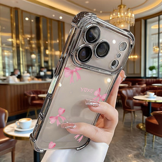 Ốp Điện Thoại Mạ Nơ Màu Hồng Dễ Thương Cho OPPO Reno 15 14 13 12 11 10 Pro 15F 14F 13F 12F 11F 5G Mềm Chống Rơi Trong Suốt