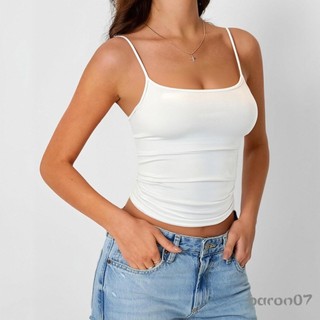 Áo tăng nữ màu trơn Spaghetti Dây đeo không tay Slim Fit Crop Camisole