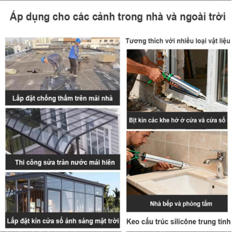 Keo Silicone & Dán Kết Cấu Đa Năng - Chống Thấm Nước Tức Thì, Chống Nứt Nấm Mốc,  Cho Vật Liệu Xây Dựng Và Sửa Chữa