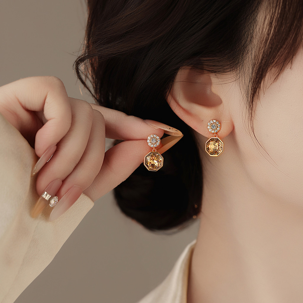 Bông tai ngôi sao tám cánh kim cương bạc S925