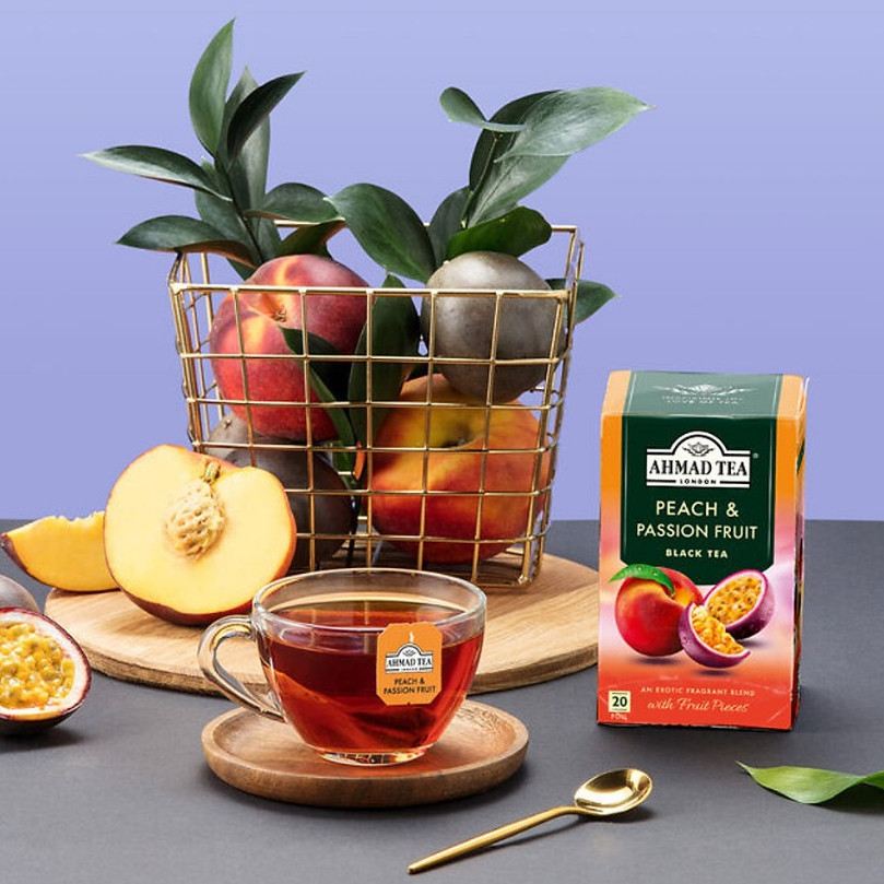 Trà Đào Chanh Leo Ahmad Peach & Passion Fruit Hộp 40g (20 túi x2g), Hương Trái Cây Nhiệt Đới Thơm Dịu