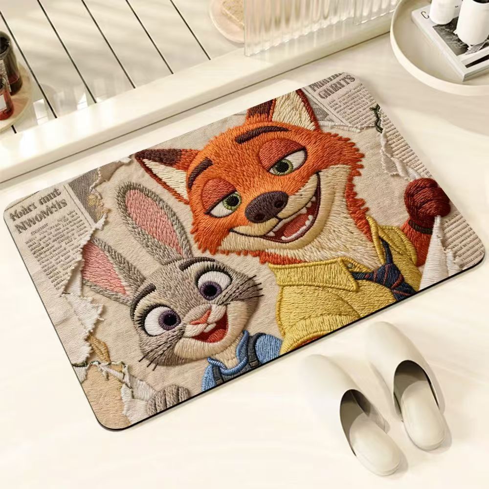 Sang Trọng Phong Cách Crazy Animal City Diatom Bùn Sàn Thảm Hộ Gia Đình Phòng Tắm Vệ Sinh Cửa Thấm Hút Nước Chống Trơn Trượt Sàn Thảm