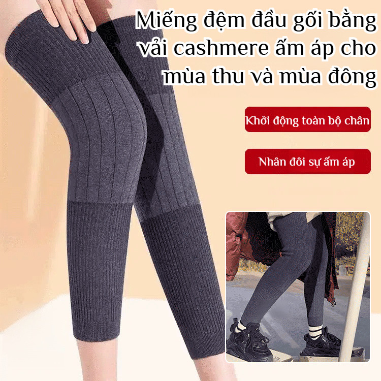 Đai đầu gối cashmere siêu ấm mùa đông, dài, cho người cao tuổi/viêm khớp