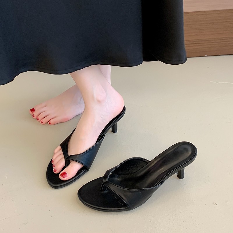 Kẹp ngón chân thanh lịch Dép giữa gót cỡ lớn Dép gót mỏng Dép xỏ ngón ngoài trời dành cho nữ
