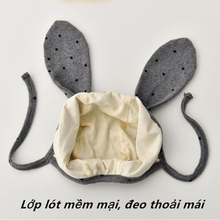 【BabyJoy】Mũ len tai thỏ dễ thương cho bé gái từ 1-3 tuổi,chất liệu mềm ấm, có dây đeo dưới cằm giữ chắc