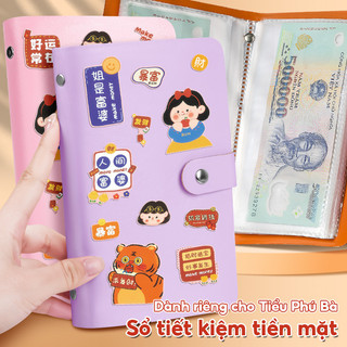 Sổ tiết kiệm đựng tiền màu pastel A6, sổ tay theo dõi chi tiêu 100 ngày kèm sticker phú bà dễ thương