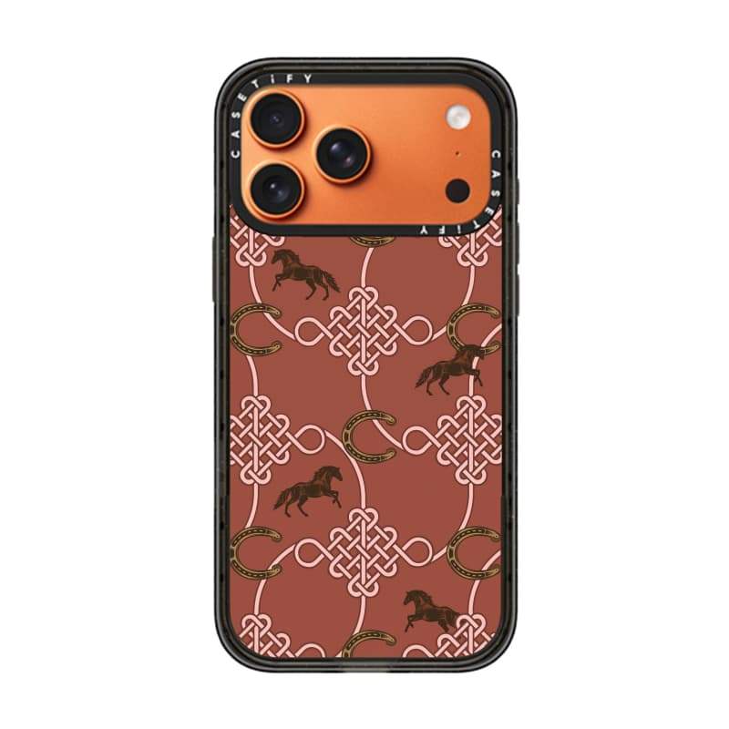 CASECASE X Nút thắt Trung Quốc trong năm con ngựa Cạnh đen Vỏ tác động hút từ tính cứng trong suốt cho Apple IPhone 12 13 14 15 16 17 Pro Max Air Plus có hộp