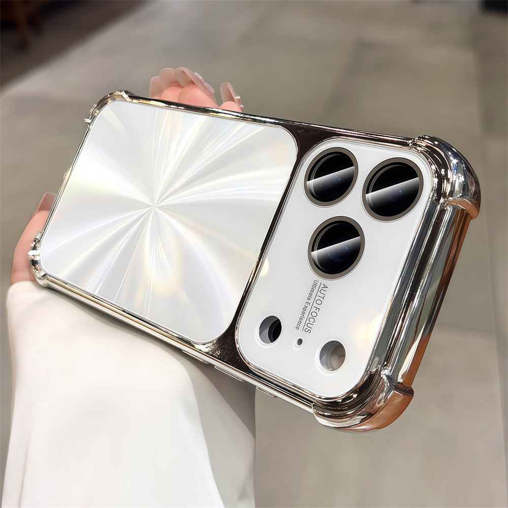 Ốp điện thoại họa tiết CD bốn góc chống rơi mạ điện cho iPhone 17 Pro Max 13 14 15 16 pro max Phim bảo vệ gương chống rơi Vỏ mềm bảo vệ điện thoại