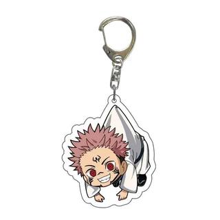 Anime Jujutsu Kaisen Key Chain Acrylic Cartoon Figure Yuji Itadori Kugisaki Nobara keychains Metal Holder Key Ring