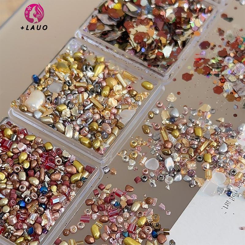 Springevenstar 1 Hộp Sáng Tạo Handmade Không Đều Ro Mảnh Chất Liệu Làm Đầy Móng Tay Nghệ Thuật Bão Cát Mạt Trang Trí Đá Số Lượng Lớn Làm Đẹp Springevenstar