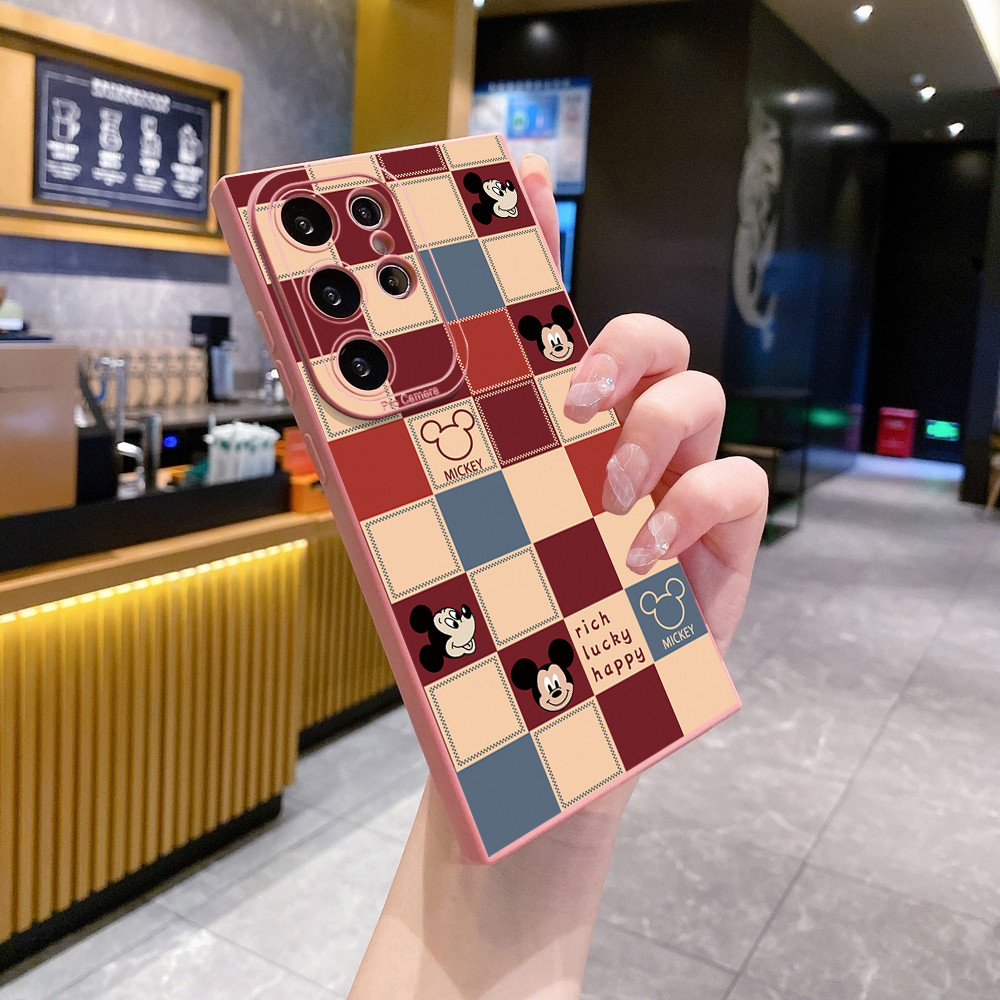 Tương thích với Samsung Galaxy S26 S25 S24 S23 Ultra S22 Plus S21 FE Kẻ sọc Mickey Minnie Vỏ bảo vệ ống kính