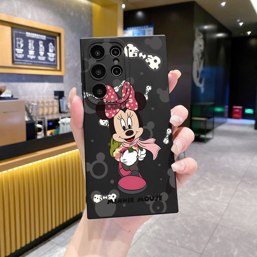 Tương thích với Samsung Galaxy S26 S25 S24 S23 Ultra S22 Plus S21 FE Kẻ sọc Mickey Minnie Vỏ bảo vệ ống kính