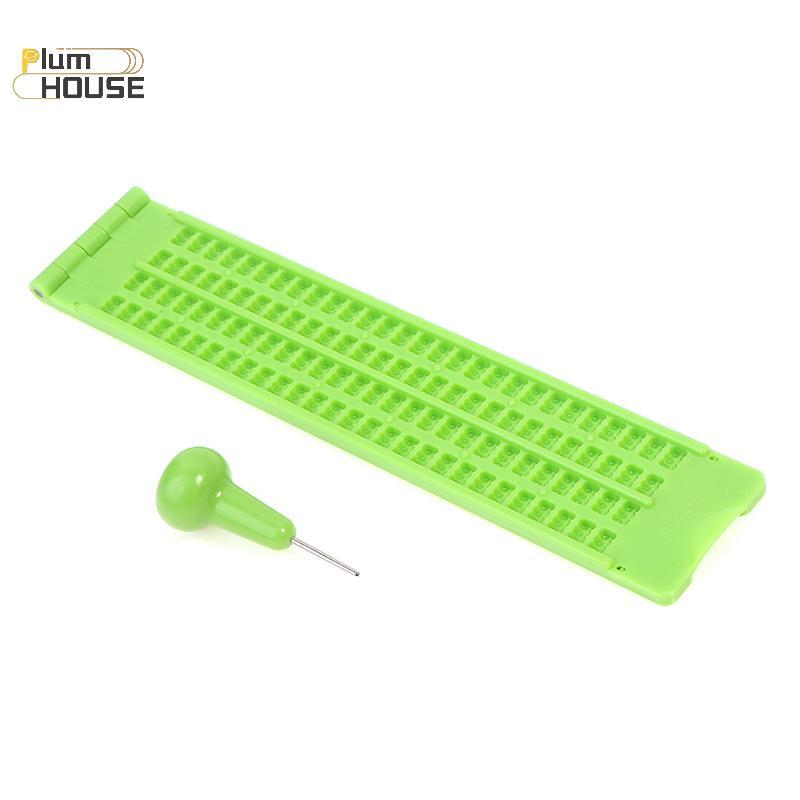 PlumHOUSE Nhựa Chữ Braille Viết Slate Trường Di Động Thiết Thực Với Stylus Practice VN