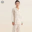 Phong Cách Nhật Bản Muji Phong Cách Văn Học Loungewear / Sợi Hai Lớp Nữ Cotton Nguyên Chất Nhỏ Hoa Ngọc Lục Bảo Dài Tay Thời Trang Loungewear / Quần Dài Tay Cotton Nguyên Chất Khóa Màu Bộ Đồ Ngủ