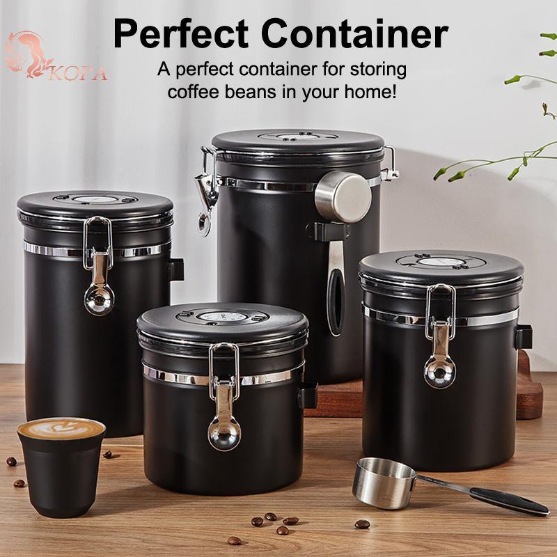 Hộp đựng cà phê bằng thép không gỉ KOPA 1.2-1.8L có theo dõi ngày & Muỗng VN