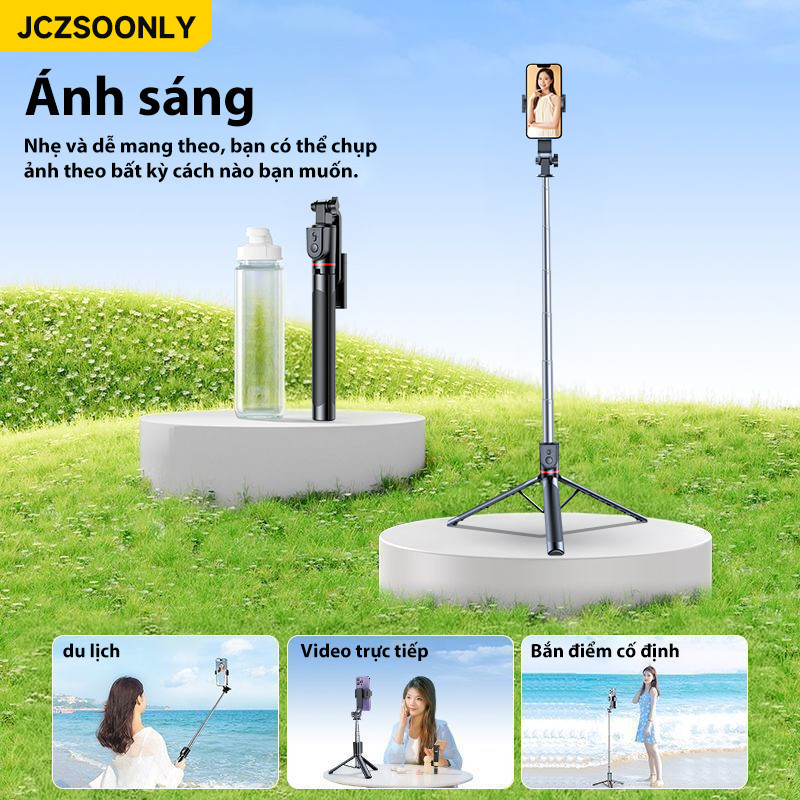 Gậy Tự Sướng 1,8m Ổn Định Chống Rung Với Tay Cầm - Giá Đỡ Điện Thoại Đứng Chụp Hình Gậy chụp ảnh