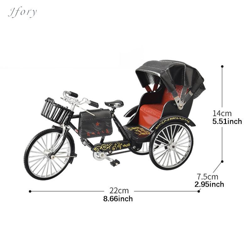 Jfory Mô Hình Rickshaw Hợp Kim Vintage Ba Xe Đạp Pedicab Đồ Chơi Mô Phỏng Diecast Sưu Tập Xoay Quay Có Thể Lái Bánh Xe Thích Hợp Cho Bộ Sưu Tập Trang Trí Nhà