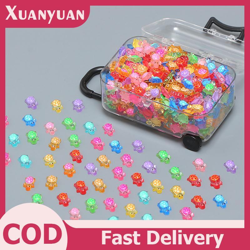 XUAN 100 Chiếc Hoạt Hình 3D Dạ Quang Rùa DIY Dopamine Màu Nhựa Mini Động Vật Phát Sáng Đêm Thu Nhỏ Các Bức Tượng Nhỏ Trang Trí Vườn Cổ Tích VN