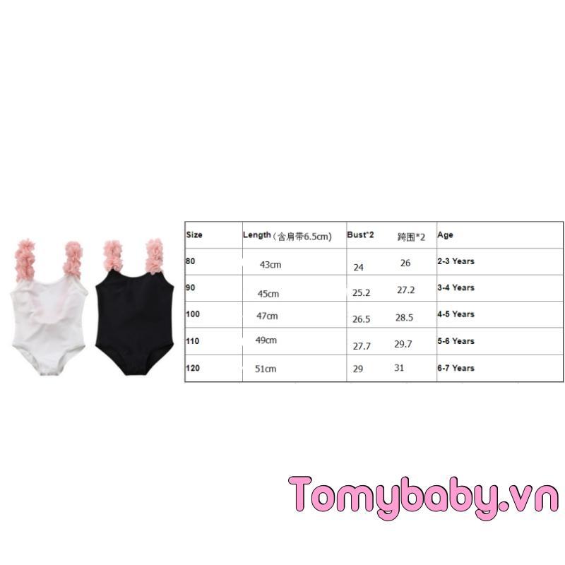 Bộ đồ bơi một mảnh cho bé gái Đồ bơi hở lưng có dây đeo vai hoa Bộ đồ tắm màu trơn